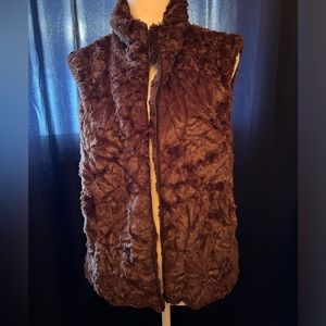 Boutique in-branded faux fur vest. Brown